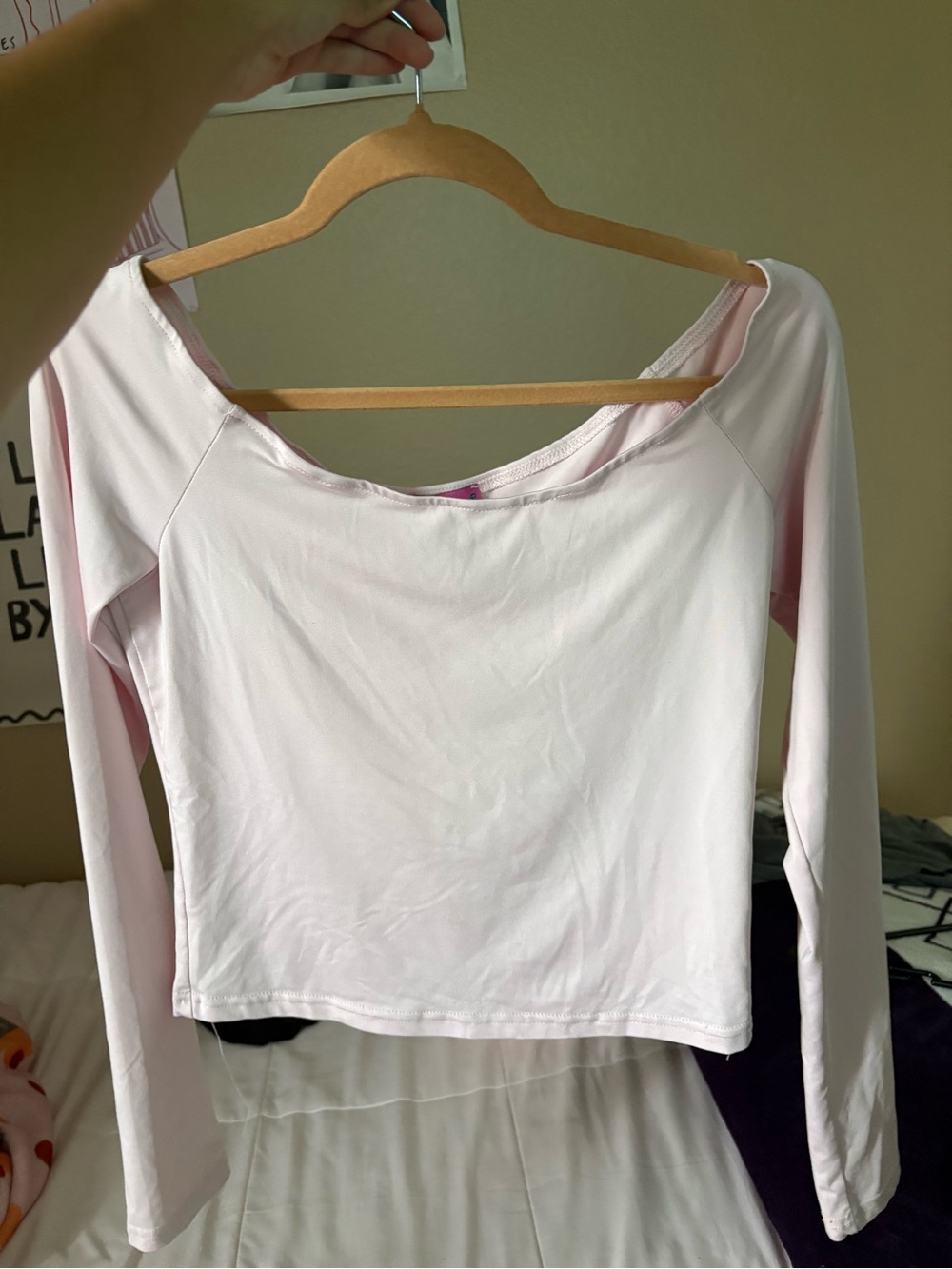 Edikted Pale Pink Long Sleeve Scoop Neck Top